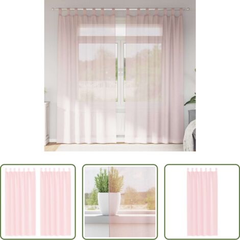 vidaXL Cortinas de voile -  Cortinas de gasa con trabillas 2 uds rosa claro 140x245 cm