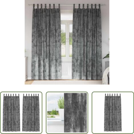 vidaXL Cortinas gris -  Cortinas de Terciopelo 2 pcs Gris 245 x 140 cm Terciopelo