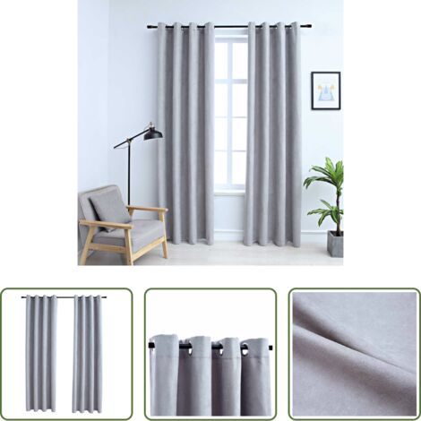 vidaXL Cortinas gris -  Cortinas opacas con anillas de metal 2 piezas gris 140x245 cm