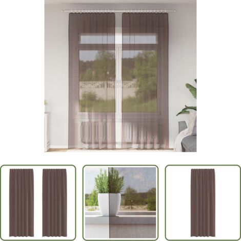 vidaXL Cortinas marrón -  Cortinas de gasa con bolsillos para varillas 2 uds. marrón