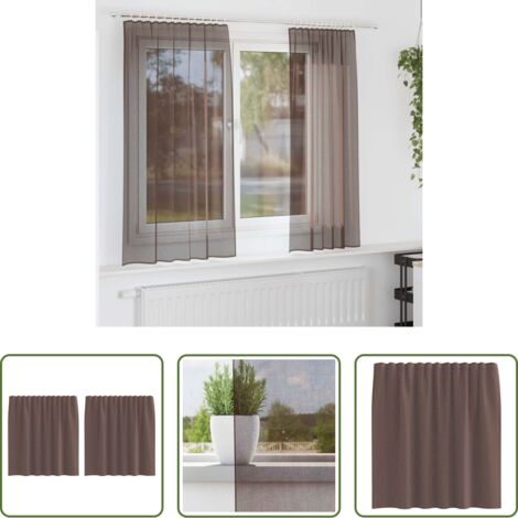vidaXL Cortinas marrón -  Cortinas de gasa con trabillas 2 uds. marrón