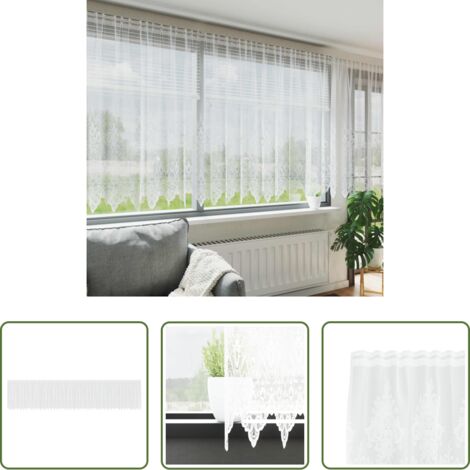 vidaXL Cortinas modernas -  Cortina de Encaje con cortinas Floral 140 x 1200 cm Poliéster