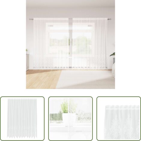 vidaXL Cortinas modernas -  Cortina de Encaje con cortinas Floral 240 x 300 cm Poliéster