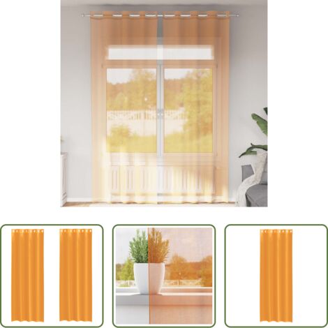 vidaXL Cortinas naranja -  Cortinas de gasa con ojales 2 uds naranja 140x260 cm