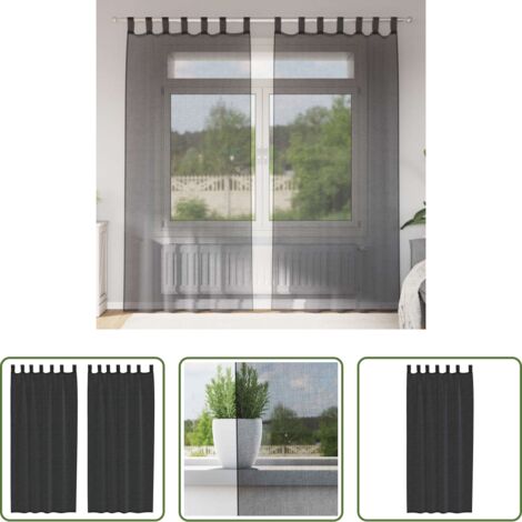 vidaXL Cortinas negras -  Cortinas de gasa con trabillas 2 uds. negro