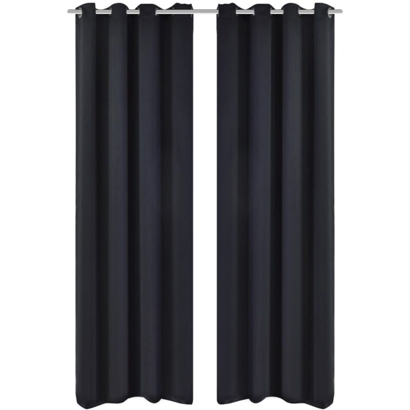 

Cortinas opacas 2 piezas con ojales de metal 135x175 cm negras - Negro - Vidaxl