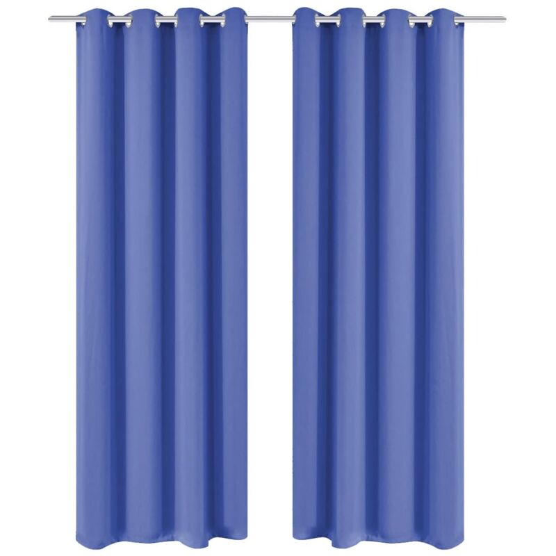 

Cortinas opacas 2 piezas con ojales de metal 135x245cm azul - Azul - Vidaxl