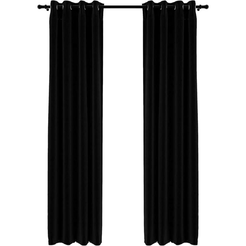

Cortinas opacas con ojales look de lino 2 pzas negro 140x245 cm - Negro - Vidaxl