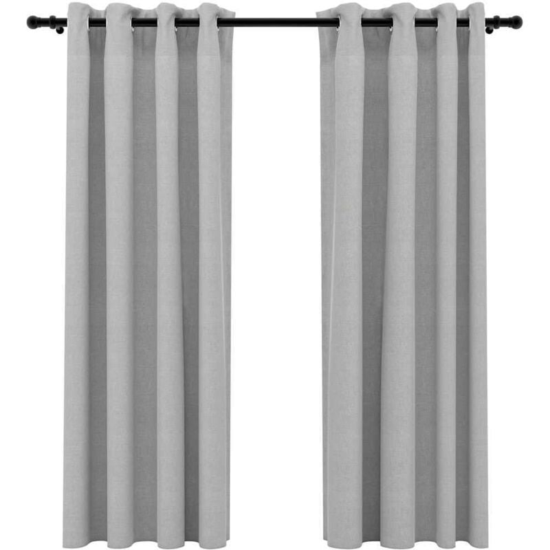 

Cortinas opacas con ojales look de lino 2 pzas gris 140x175 cm - Gris - Vidaxl
