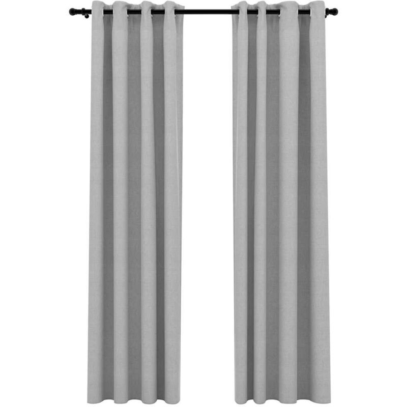 

Cortinas opacas con ojales look de lino 2 pzas gris 140x225 cm - Gris - Vidaxl