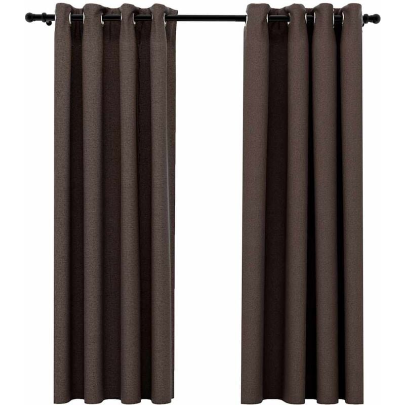 

vidaXL Cortinas opacas ojales look de lino 2 pzas gris topo 140x175 cm - Gris Topo