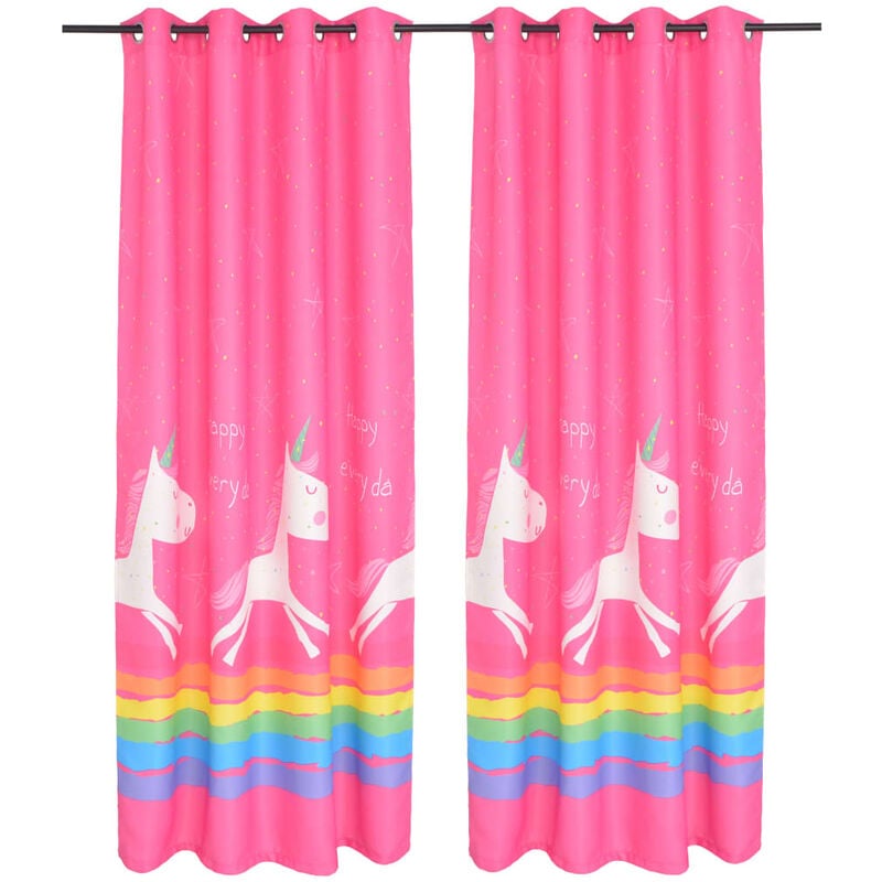 

vidaXL 2x Cortinas Opacas con Estampado de Niños 140x240cm Rosa - Rosa