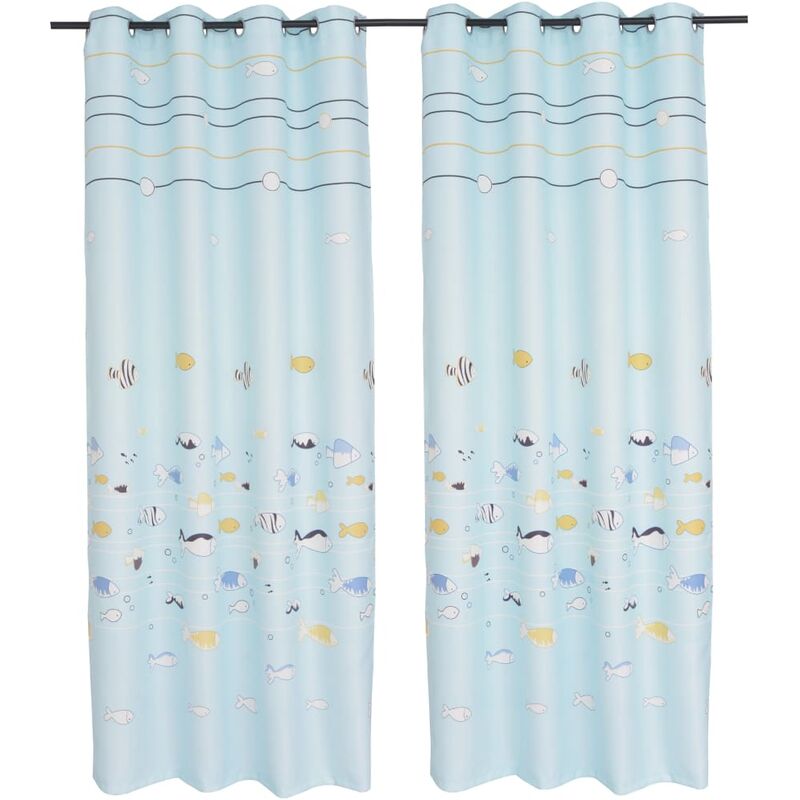 

2x Cortinas Opacas con Estampado de Niños 140x240cm Azul - Azul - Vidaxl