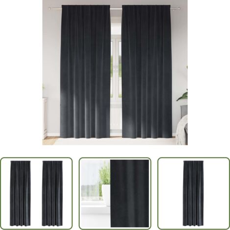 vidaXL Cortinas oscuro -  Cortinas opacas 2 pcs Gris oscuro 140 x 245 cm Terciopelo