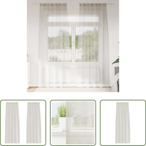 vidaXL Cortinas para dormitorio -  Cortina de Voilé 2 pcs Crema 245 x 140 cm Poliéster