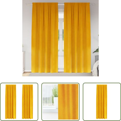 vidaXL Cortinas para dormitorio -  Cortinas opacas 2 pcs Amarillo Mostaza 140 x 260 cm Terciopelo