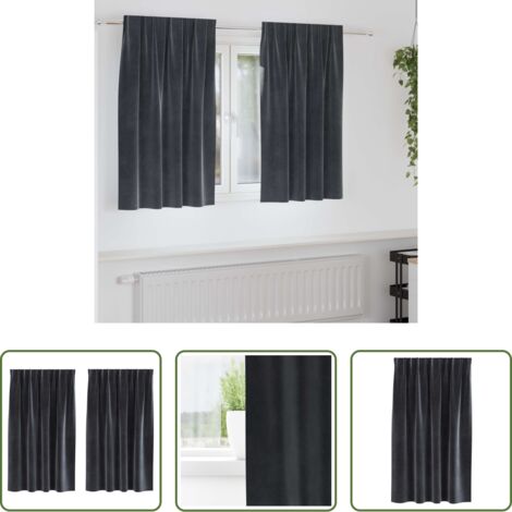 vidaXL Cortinas para dormitorio -  Cortinas opacas 2 pcs Gris oscuro 140 x 140 cm Terciopelo