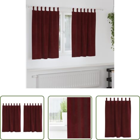 vidaXL Cortinas para dormitorio -  Cortinas opacas 2 pcs Rojo vino 140 x 140 cm Terciopelo