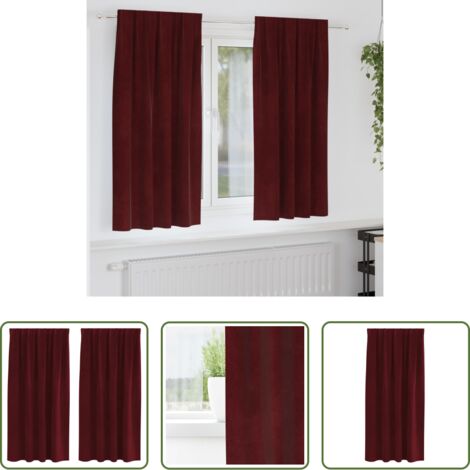 vidaXL Cortinas para dormitorio -  Cortinas opacas 2 pcs Rojo vino 140 x 175 cm Terciopelo