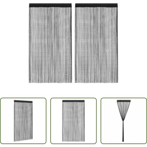 vidaXL Cortinas para puerta -  Cortinas de flecos 2 piezas 140x250 cm negras