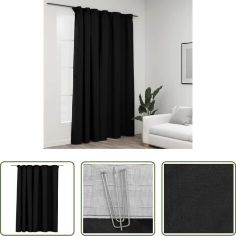 vidaXL Cortinas para salón -  Cortina opaca con ganchos look de lino gris antracita 290x245cm