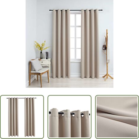 vidaXL Cortinas para salón -  Cortinas opacas con anillas de metal 2 piezas beige 140x175 cm