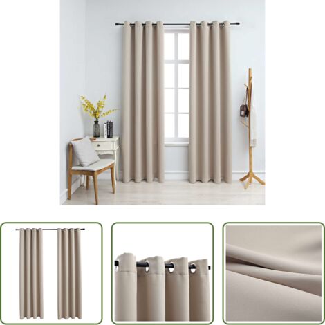 vidaXL Cortinas para salón -  Cortinas opacas con anillas de metal 2 uds beige 140x225 cm