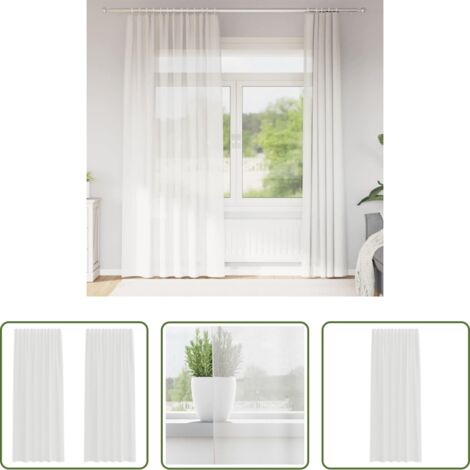 vidaXL Cortinas transparentes -  Cortinas de gasa con bolsillos para varillas 2 uds. blanco