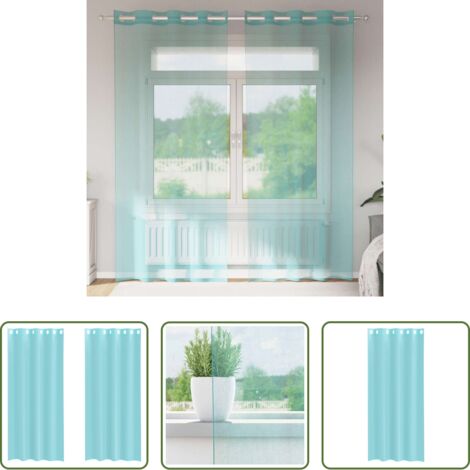 vidaXL Cortinas turquesas -  Cortinas de gasa con ojales 2 uds turquesa