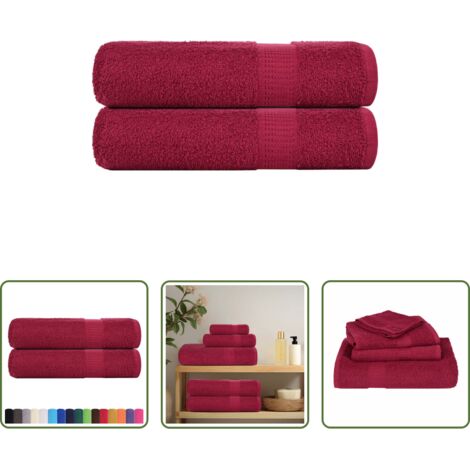 vidaXL Coton -  Serviettes de douche FROGN 2 pcs bordeaux 70x140cm 360 g/m²