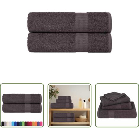 vidaXL Cotone -  Asciugamani da doccia FROGN 2 pz Antracite 70x140 cm 360 g/m²