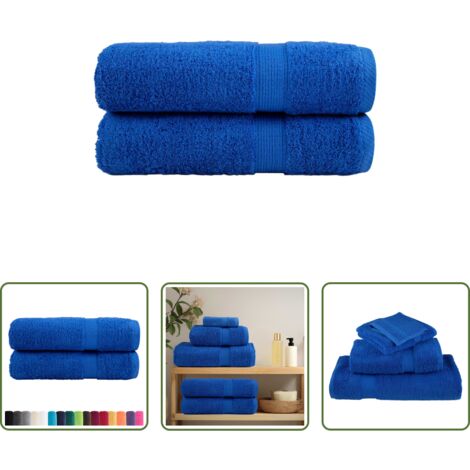 vidaXL Cotone -  Asciugamani da doccia premium SOLUND 2 pezzi blu 70x140 cm 600 g/m²