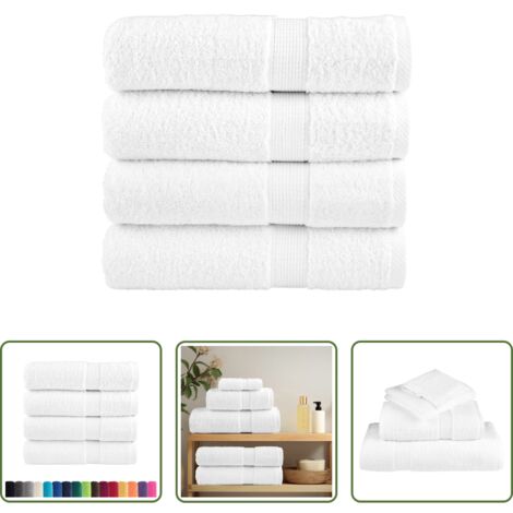 vidaXL Cotone -  Asciugamani da doccia premium SOLUND 4 pezzi Bianco 70x140 cm 600 g/m²
