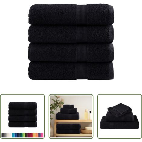 vidaXL Cotone -  Asciugamani da Doccia SOLUND 4 pz Neri 70x140 cm 600 g/m²