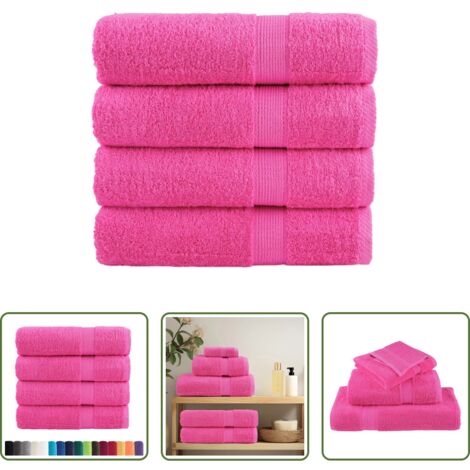 vidaXL Cotone -  Asciugamani da Doccia SOLUND 4 pz Rosa 70x140 cm 600 g/m²
