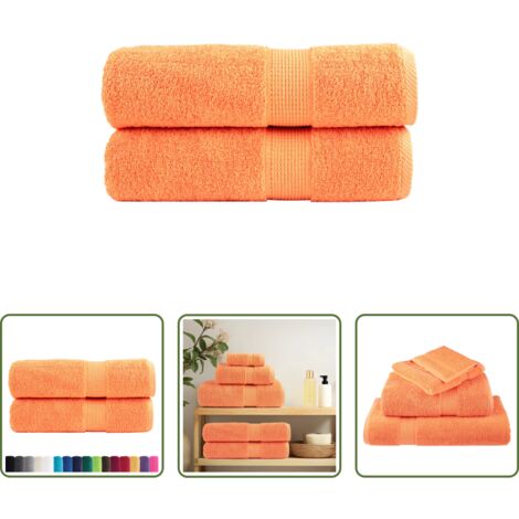 vidaXL Cotone -  Asciugamani Doccia SOLUND 2 pz Arancioni 70x140 cm 600g/m²