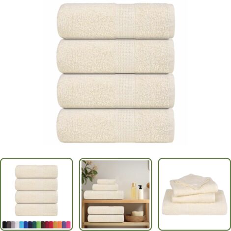 vidaXL Cotone -  Asciugamani per ospiti FROGN 4 pz Crema 30x50 cm 360 g/m²