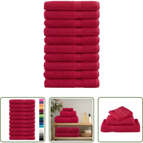 vidaXL Cotone per sauna -  Asciugamani per Sauna SOLUND 10 pz Rossi 80x200cm 600 g/m²