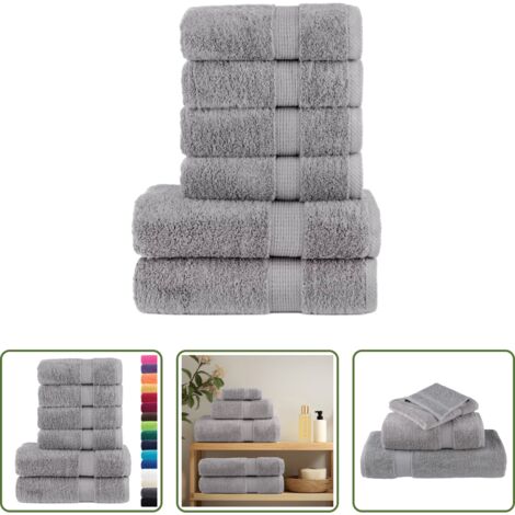vidaXL Cotone -  Set ASciugamani SOLUND 6 pz Grigio 600 gsm