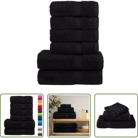 vidaXL Cotone -  Set ASciugamani SOLUND 6 pz Neri 600 gsm