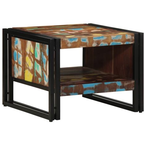 vidaXL Couchtisch Mehrfarbig 50x50x38 cm Altholz Massivholz