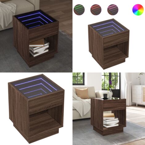 vidaXL Couchtisch mit Infinity-LED Braun Eichen-Optik 40x40x50 cm