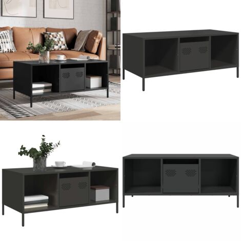 vidaXL Couchtisch Schwarz 101,5x50x43,5 cm Kaltgewalzter Stahl
