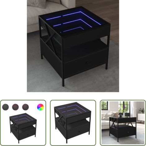 vidaXL Couchtisch Schwarz -  Couchtisch mit Infinity-LED Schwarz 50x50x51 cm