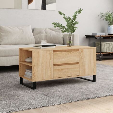 vidaXL Couchtisch Sonoma Eiche 102x44,5x50 cm aus Spanplatte