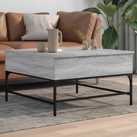 vidaXL Couchtisch Sonoma Grau 80x80x45 cm aus Spanplatte und Metall