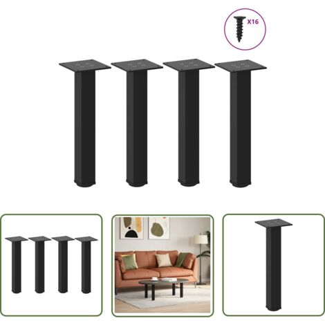 vidaXL Couchtischbeine 4 Stk. Schwarz 42-44 cm Stahl