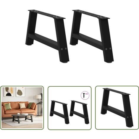 vidaXL Couchtischbeine A-Form 2 Stk. Schwarz 60x(30-31) cm Stahl