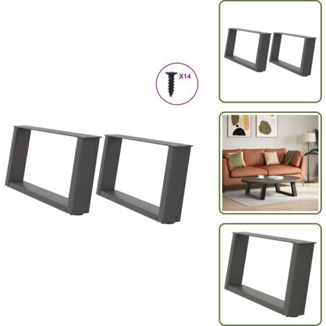 vidaXL Couchtischbeine U-Form 2 Stk. Anthrazit 60x(30-31) cm Stahl