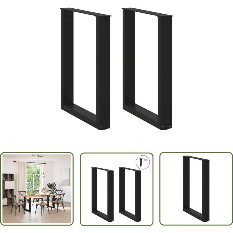 The Living Store - Vidaxl Couchtischbeine U-form 2 Stk. Schwarz 70x(72-73) Cm Stahl